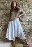 Oscar Asymmetric Hareem Skirt Pant White